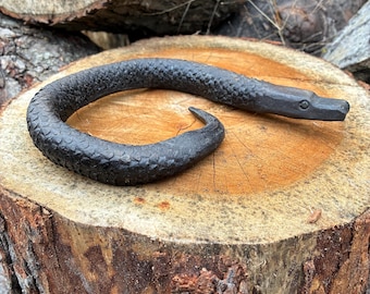 Upcycled Metal Snake Sculpture | Hand Forged Rasp Art | Blacksmith Snake Figurine