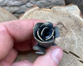 Hand Forged Iron Miniature Rose Blacksmith Pendant/keychain