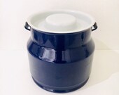 Rare-Vintage Finel arabia enamel bucket with Lid by Arabia, made in Finland, 1960s