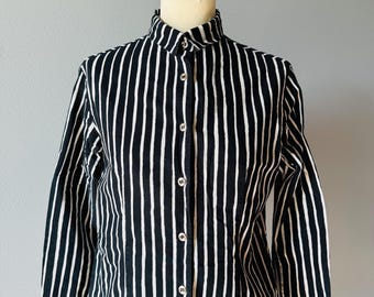 Vintage Marimekko Jokapoika Shirt, Blue Light Blue Stripes, Unisex