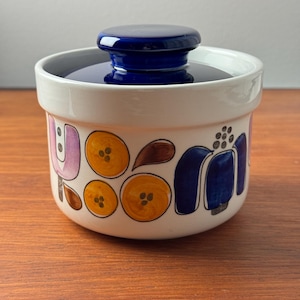 Rare/collectable Rörstrand Sweden &quot;Karneval&quot; pot with lid designed by Timo Sarvimäki, 1970s made in Sweden