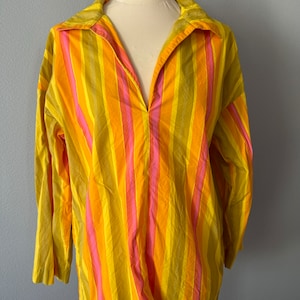 Marimekko top with rare color/ orange and yellow stripes