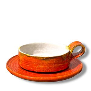 Precioso juego de tazas de cerámica esmaltada finlandesa, año 1969, fabricado en Finlandia