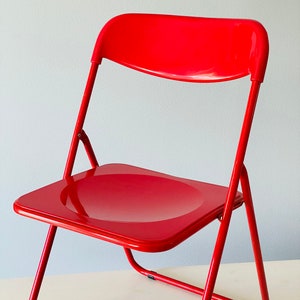 Vintage Red Folding Chair Named Tedmade From Metal and Plastic by