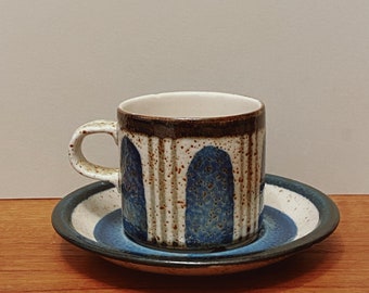 Vintage Pentik Stoneware Tea Cup Set – Hand Painted Finnish Ceramic, 1970s