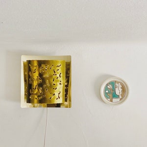 Vintage mid century modern brass brutalist wall lamp from Boréns Sweden