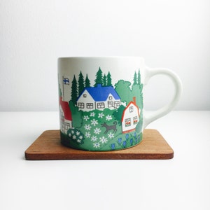 Arabia Finland ceramic mug by Gunvor Olin-Grönqvist and ceramic coffee cup hand painted by Esteri Tomula .