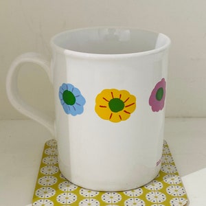 Vintage Marimekko pattern mug, 1980s, Made by Staffordshire Potteries in England.