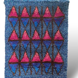 Collector&#39;s item / Abstract and beautiful Mid Century Modern Vintage Finnish Rya Rug (Ryijy) 1970s made in Finland