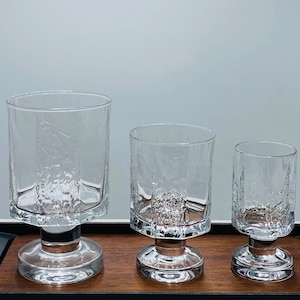 Near mint vintage Iittala a set of 3 glass named &quot;Kalinka&quot; by Timo Sarpaneva , 1980s - Made in Finland
