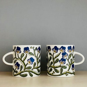 Arabia Finland ceramic mug named “Keto Orvokki”, Made in Finland