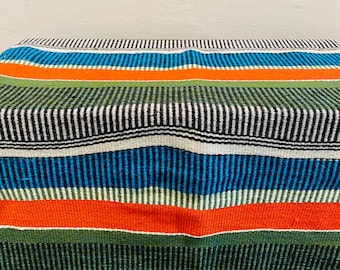 Bright and joyful Mid Century Modern Vintage Finnish woolen Rug (Raanu),handmade in Finland in 1970