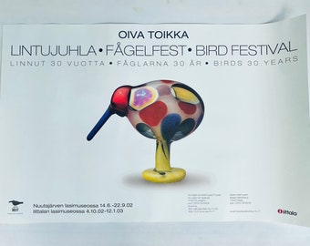 Collectable/ original vintage Oiva Toikka iittala exhibition poster, made in Finland