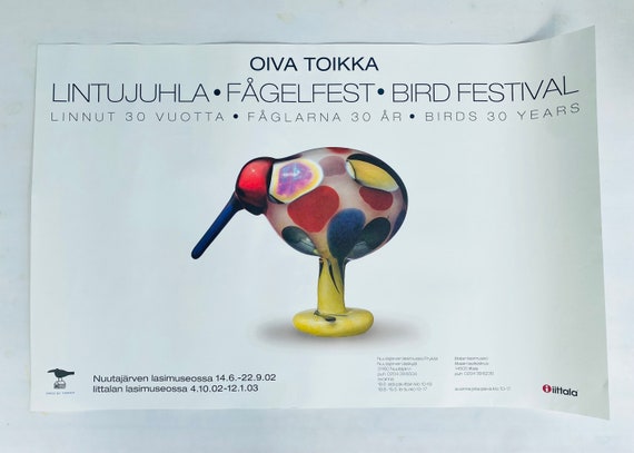  Oiva Toikka ポスター 70x50cm バード Collectable/ Original Vintage Oiva Toikka Iittala Exhibition
