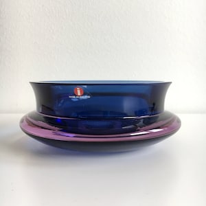 Collectable vintage- Tapio Wirkkala 3320 blown Glass,neosin-color art object with signature , Iittala, 1960s, Made in Finland