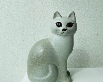 28 cm high/With signiture/ LISA LARSON, Cat in Glazed Ceramicsculpture, K-studio Gustavsberg