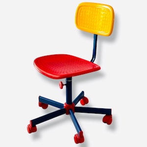 Memphis Style Vintage adjustable Office Desk Chair designed by Marianne Hagburg for Ikea, 1980s Made in Sweden