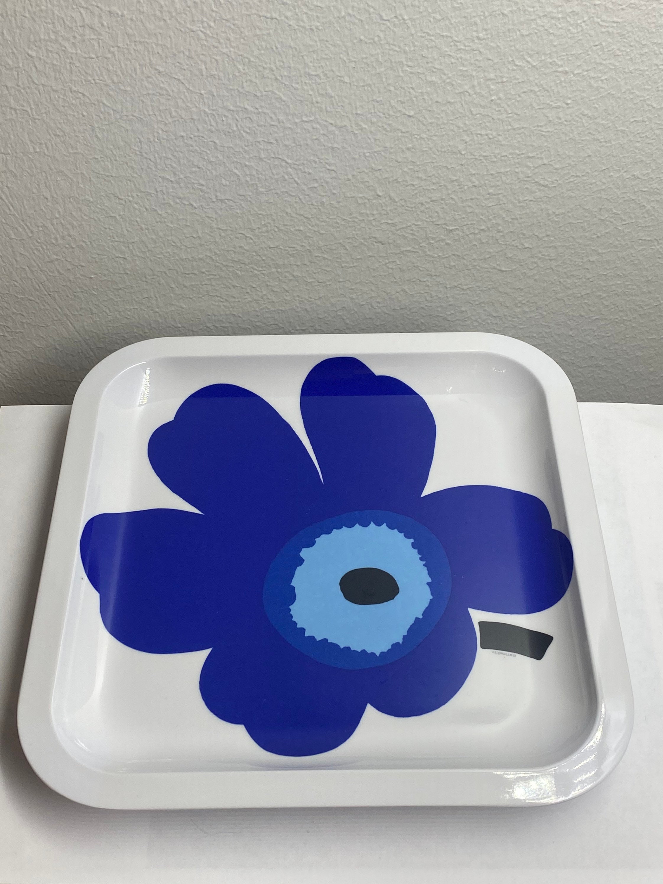 MARIMEKKO Unikko Tray Marimekko Blue Unikko Melamine Plate