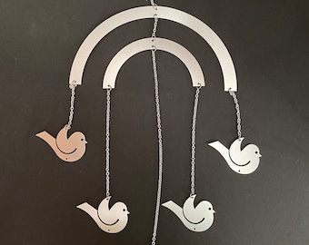 ヴィンテージ Aarikka フィンランドの小さな天使のモビール、窓の装飾
