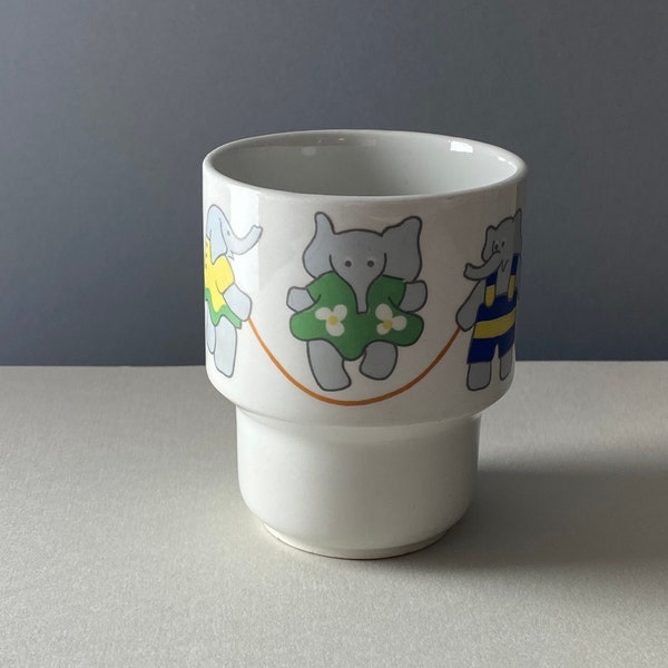 Tasse rare pour enfants d'Arabie saoudite « Elefantti » - fabriquée en Finlande - années 1970