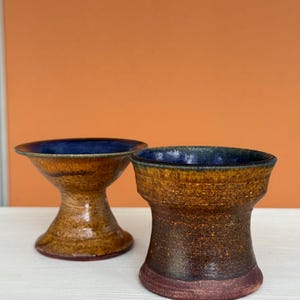 A pair of Beautiful stoneware art object / vase by Finnish ceramic artists Teemu Luoto, studio pottery, signed
