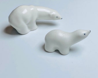 Signed/ Rare/ Collector's Ceramic Arabia Figure, Polar Bear Mom