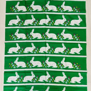 Retro super cute bunny vintage fabric/table cloth, from 1970s, made in Scandinavian countries