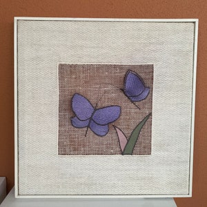 Vintage Helmi Vuorelma Hand Woven Linen art textile with wood frame