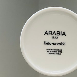 Arabia Finland ceramic mug named Keto Orvokki, Made in Finland image 3