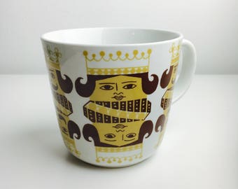 Very RARE vintage Arabia Finland ceramic mug named “ Korttipakka", designed by Kaj Franck / Raija Uosikkinen, 1960s, Made in Finland