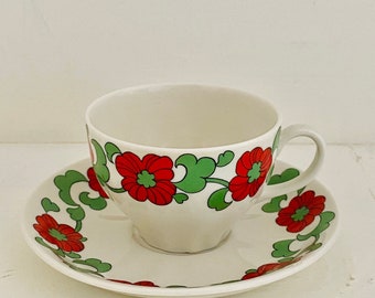 Super rare vintage Arabia Finland ”Petunia“ coffee cup set include cup and saucer, made in Finland