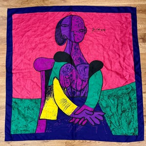 Pablo Picasso Large Square silk Scarf, 1990s