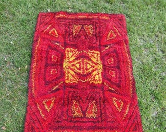 Big size/Mid century modern/abstract Vintage Danish modernist wooden rug, 1960s, made in Denmark