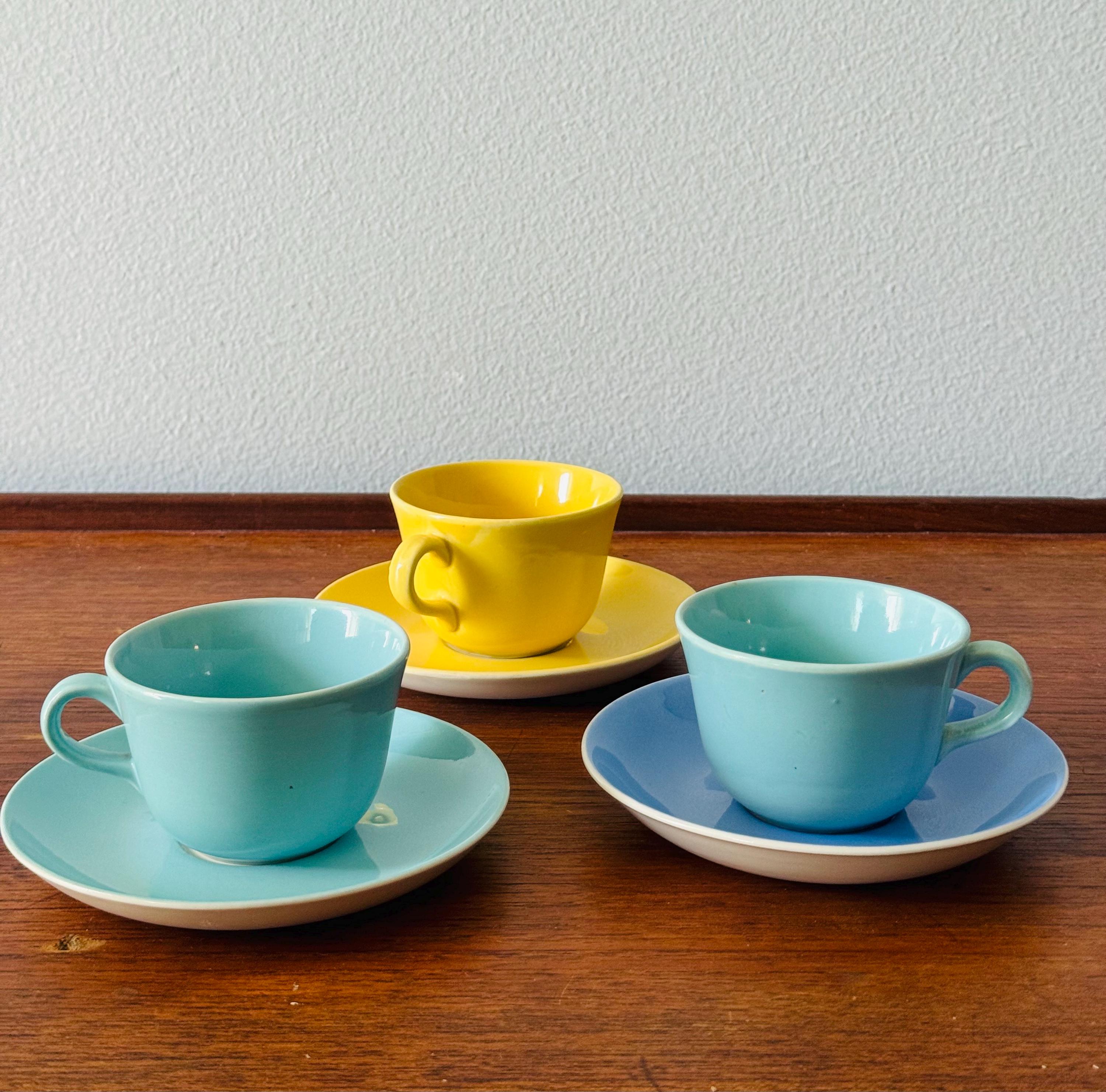 Set of Three Vintage Arabia Finland Ceramic Coffee Cup Set Maija