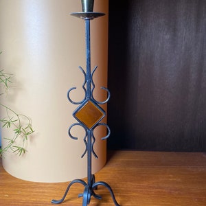 Vintage glass and iron candle holder by Bo Svensk, Made in Sweden 1960