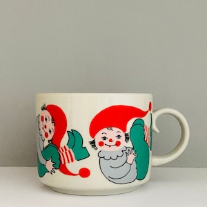 Very rare vintage Arabia Finland ceramic Christmas mug named &quot;Joulu tunttu&quot; by Anja jaatinen-Winquist, 1970s - Made in Finland