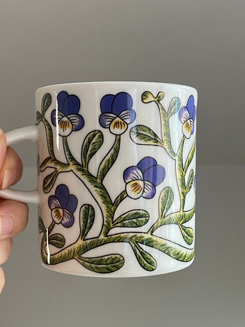 Arabia Finland ceramic mug named Keto Orvokki, Made in Finland image 2