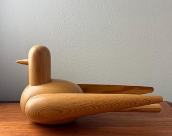 Collector’s item / A big vintage Aarikka wooden birds sculpture with sign Aarikka Finland , Made in Finland, 1970s