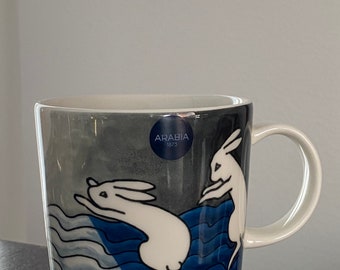 Rare/ limited addition Vintage Arabia Finland ceramic mug named “Kuunsilta” designed by Heljä Liukko-Sundström, design in Finland