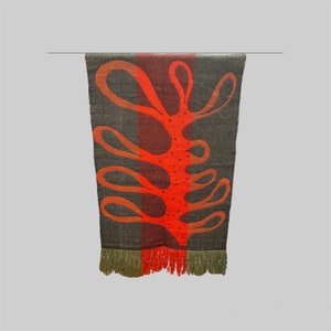 A rare and unique vintage art Finnish woolen tapestry handmade in Finland in 1960s for Helmi Vuorelma