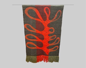 A rare and unique vintage art Finnish woolen tapestry handmade in Finland in 1960s for Helmi Vuorelma