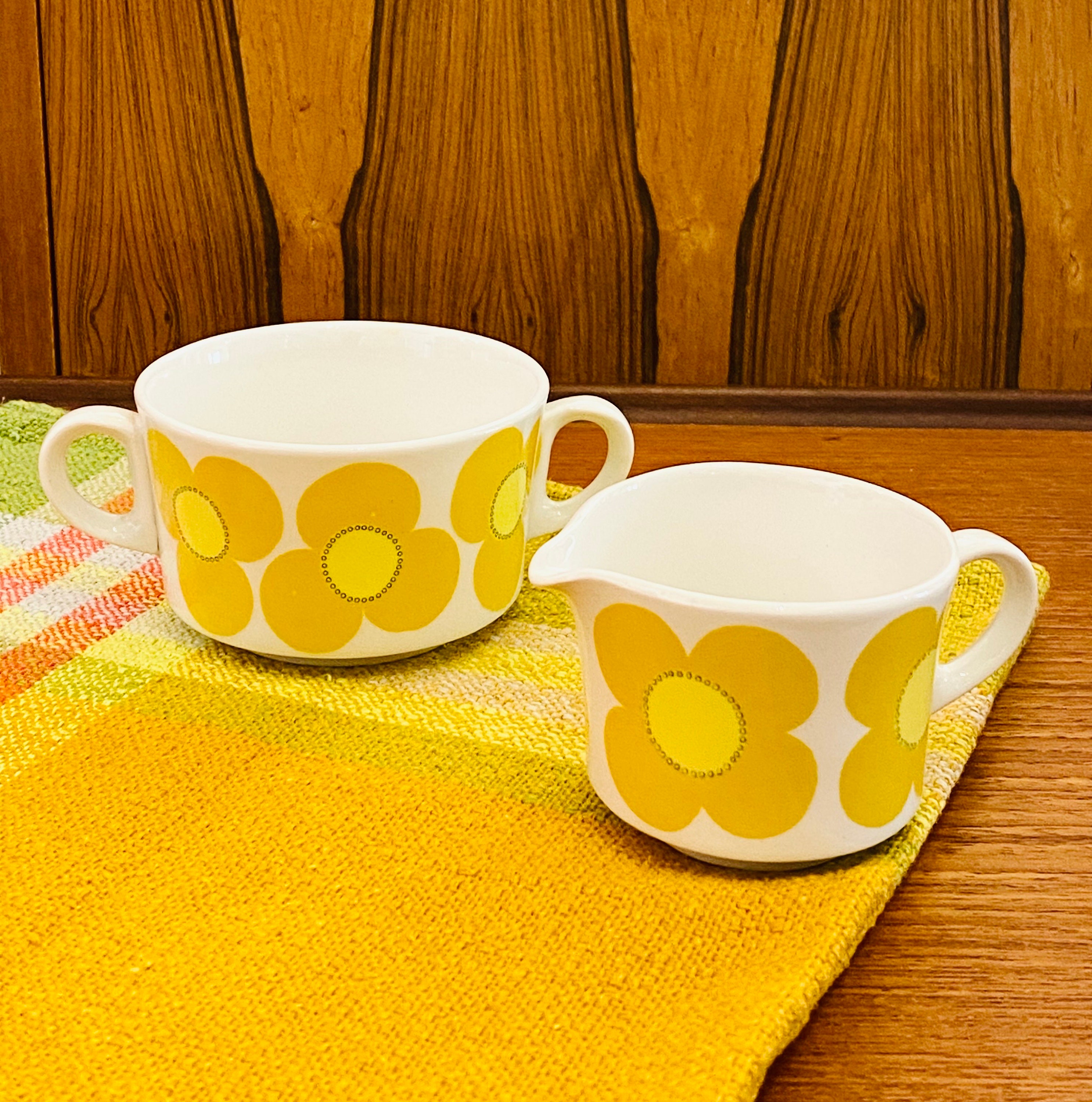 Vintage Arabia Finland Ceramic Creamer and Sugar Bowl, Aurinko