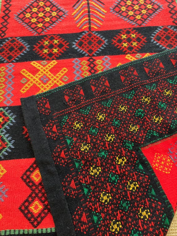 Tapis Raanu en laine finlandaise vintage, tapisserie tissée à
