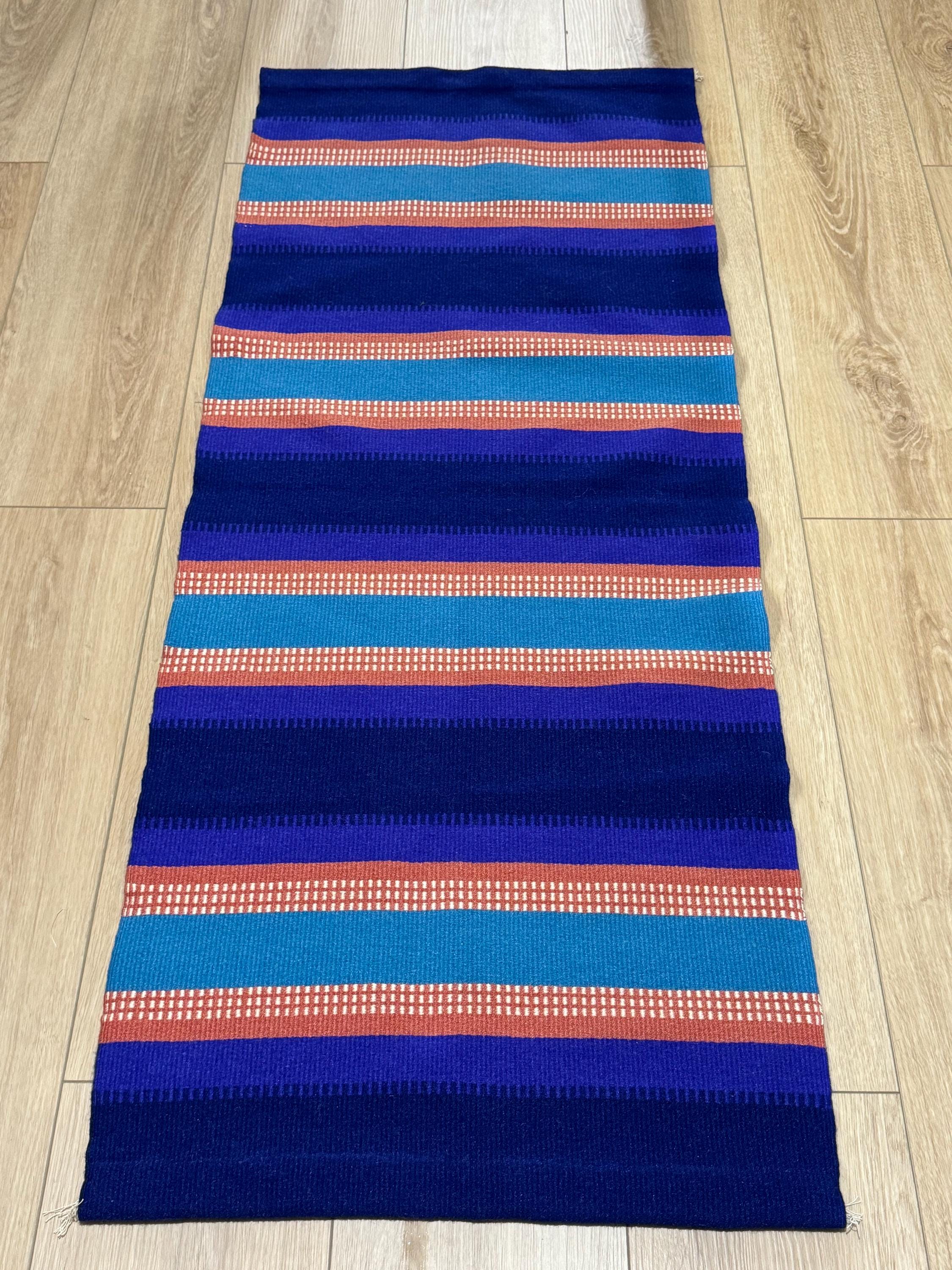 Bright and joyful Mid Century Modern Vintage Finnish woolen Rug (Raanu),handmade in Finland in 1970