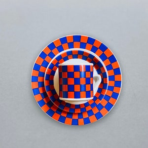Vintage Arabia Finland ceramic set included coffee cup, saucer and desert plate named &quot;Tammi” 1970s