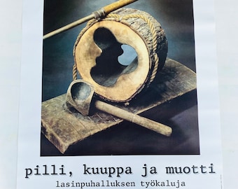 Rare/Collectable/ original vintage iittala exhibition poster 1999 with Alvar Aalto vase tool, made in Finland