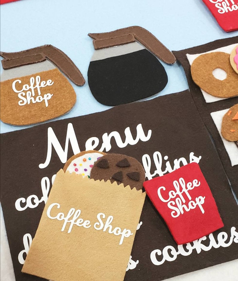 Felt Model Coffee Shop Play Set | Pretend Cafe Wall Decor - Etsy