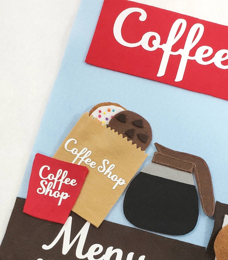 Felt Model Coffee Shop Play Set | Pretend Cafe Wall Decor - Etsy