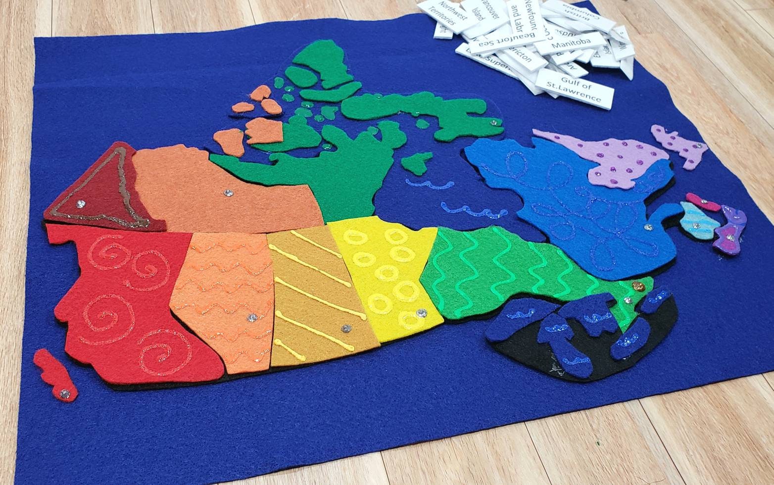 Map of Canada Felt Set Provinces Bodies of Water Canadian Etsy Canada