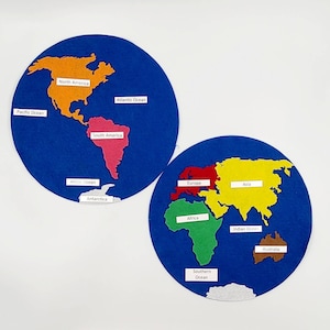 Continent felt set | Montessori continents